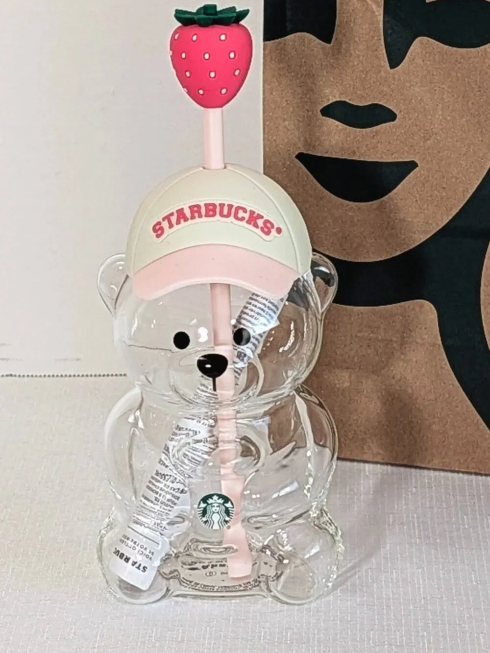 2026 Starbucks Limited Edition Pink Bearista Glass Cup 20oz Strawberry
